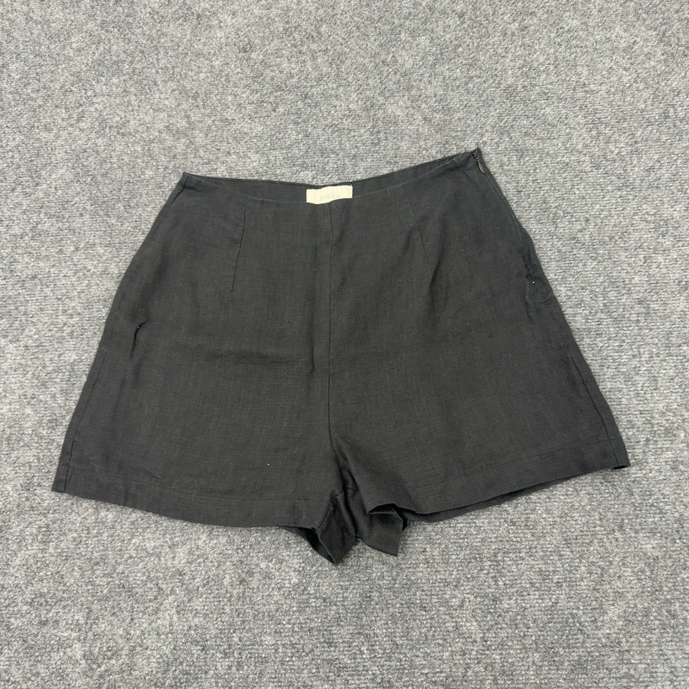 Dissh Shorts Womens 6 Black Linen High Waisted Side Zip Minimalist Casual Chic